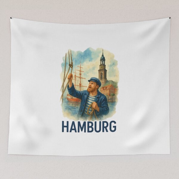 Item preview, Hamburg Ahoy – Sailor & Harbor in Watercolor Style designed and sold by Design-Fabrik.