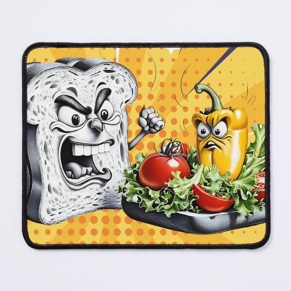 Item preview, Angry Bread vs Scared Veggies – Funny Pop Art Cartoon Design designed and sold by Angellacelin.