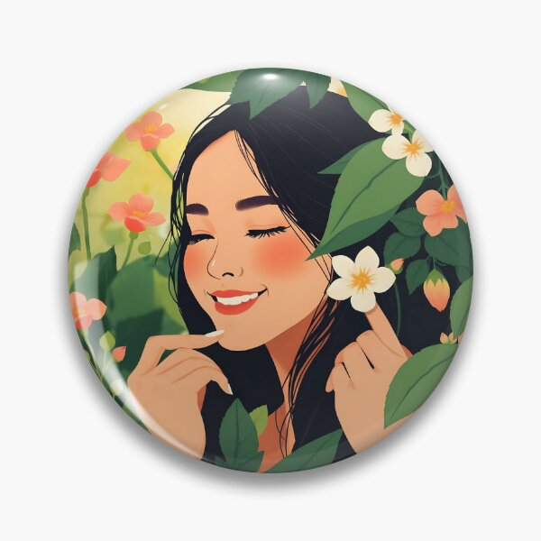 Item preview, Hidden Grace – Asian Beauty in Blooming Bush Digital Art designed and sold by EmeraldeaArt.
