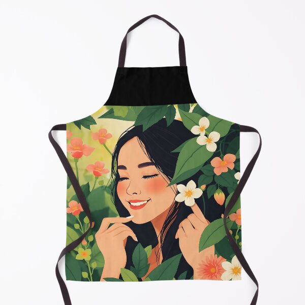 Item preview, Hidden Grace – Asian Beauty in Blooming Bush Digital Art designed and sold by EmeraldeaArt.