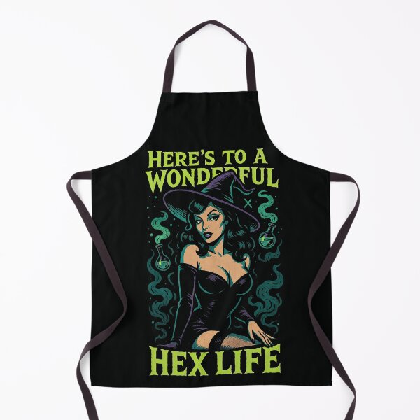 Item preview, Here’s to a Wonderful Hex Life – Retro Pin-Up Witch with Potions Design designed and sold by Victor Shadehorn.
