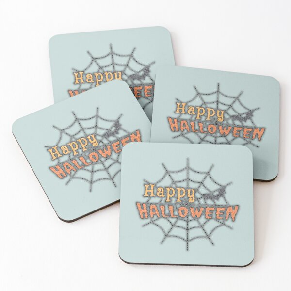 Item preview, Fun 'Happy Halloween' Mosaic Tile Typography with Spiderweb & Bat designed and sold by trepiu.