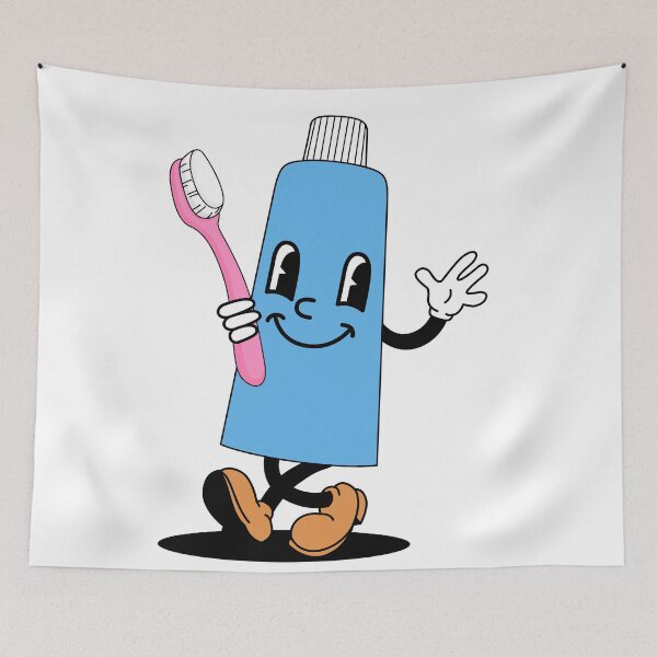 Item preview, Flat Design Illustration with Character Fun Toothpaste and Brush designed and sold by AlginaPugachova.
