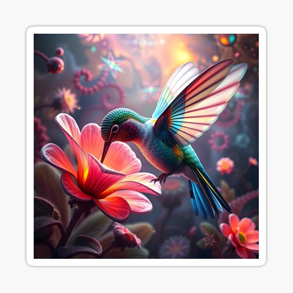 Item preview, Psychedelic Hummingbird Drinking Nectar designed and sold by DMT-FM.