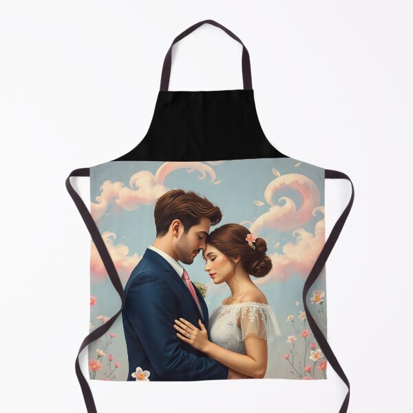 Item preview, Pastel Wedding Couple Embrace – Dreamy Wildflowers and Clouds Digital Art designed and sold by EmeraldeaArt.