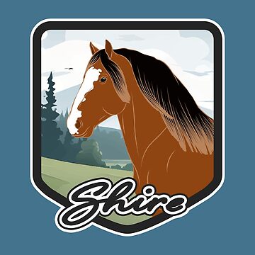Aperçu de l'œuvre Cheval Shire, blason et armoirie cheval bai, cheval de trait, races de chevaux du Royaume Uni de WebEquitation®
