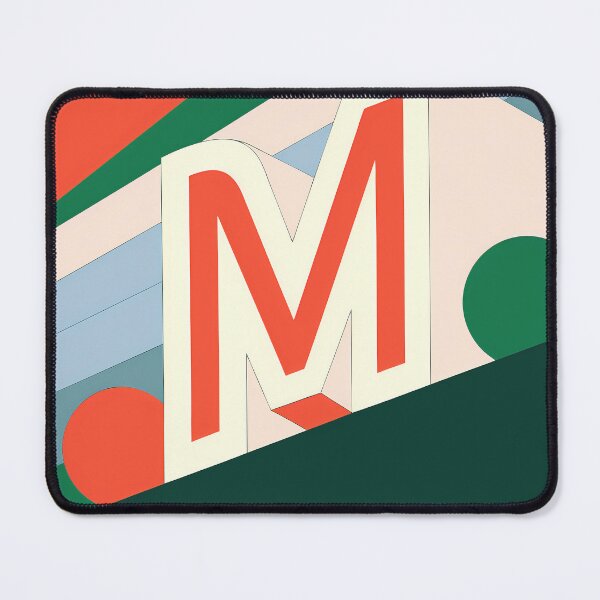 Item preview, M Stylized Block Letters Geometric Backgrounds Colorful Art designed and sold by ART ATTACK ZONE.