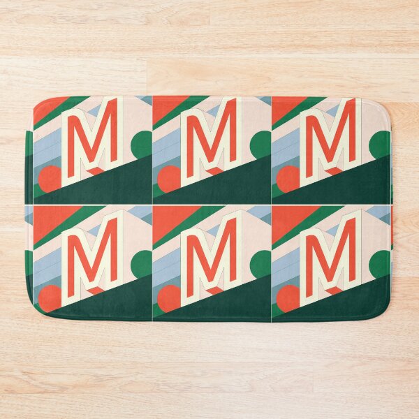 Item preview, M Stylized Block Letters Geometric Backgrounds Colorful Art designed and sold by ART ATTACK ZONE.