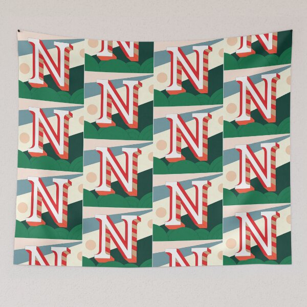 Item preview, N Stylized Block Letters Geometric Backgrounds Colorful Art designed and sold by ART ATTACK ZONE.