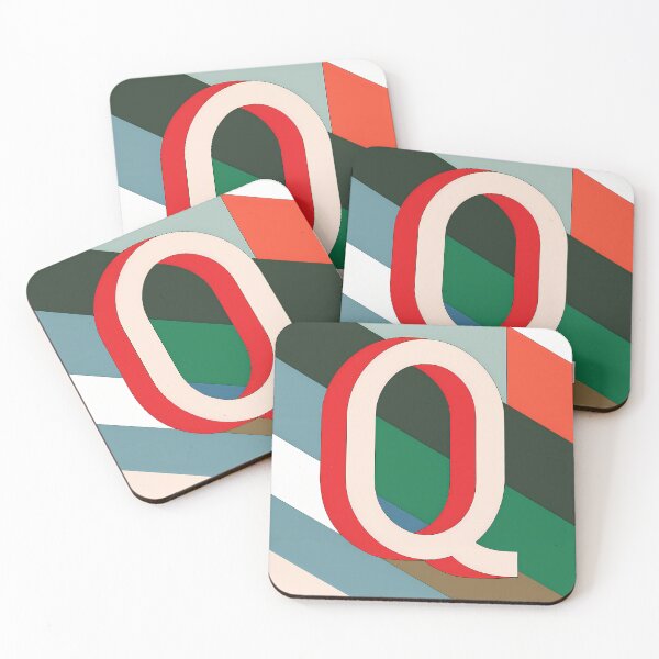 Item preview, Q Stylized Block Letters Geometric Backgrounds Colorful Art designed and sold by ART ATTACK ZONE.