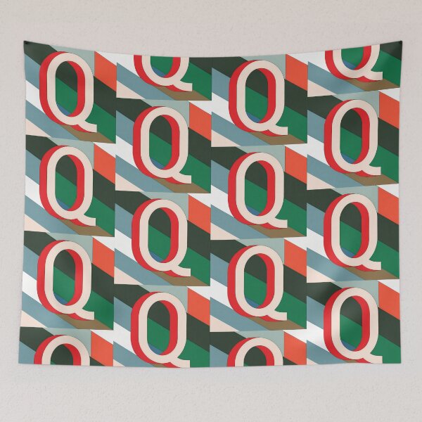 Item preview, Q Stylized Block Letters Geometric Backgrounds Colorful Art designed and sold by ART ATTACK ZONE.