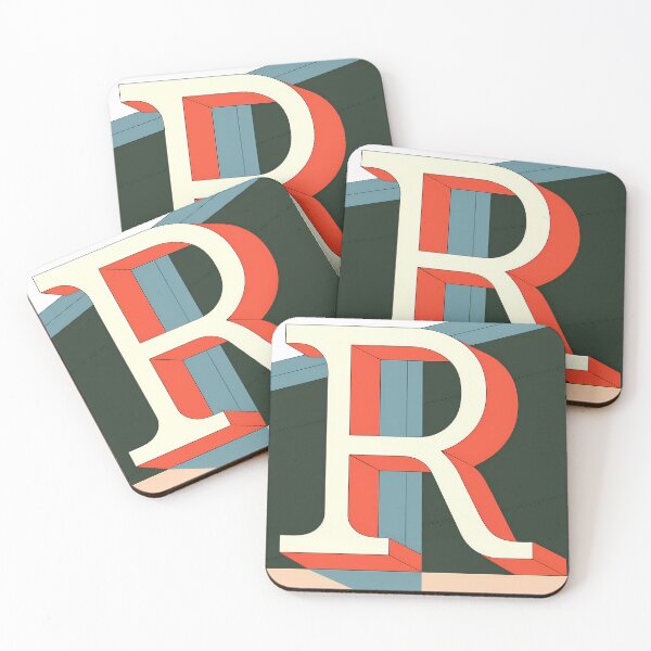 Item preview, R Stylized Block Letters Geometric Backgrounds Colorful Art designed and sold by ART ATTACK ZONE.