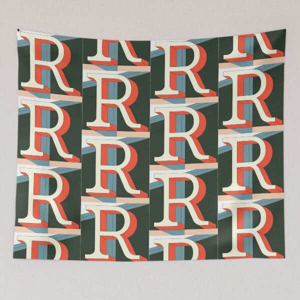 Item preview, R Stylized Block Letters Geometric Backgrounds Colorful Art designed and sold by ART ATTACK ZONE.