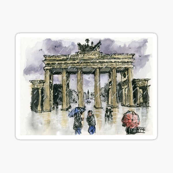 Artikel-Vorschau von Brandenburger Tor Berlin Skizze – Rainy Urban Travel Art, designt und verkauft von TAMaassen.