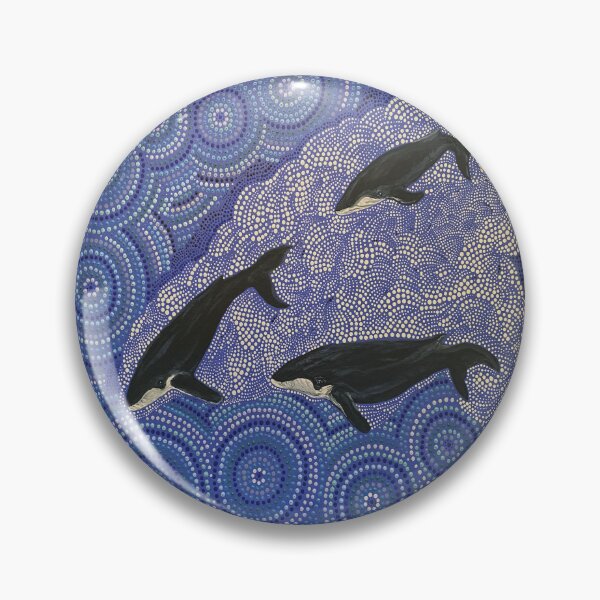 Item preview, 3 Whales at Long Reef, Northern Beaches Indigenous Dot Painting Authentic Art designed and sold by LOSTMANLY.