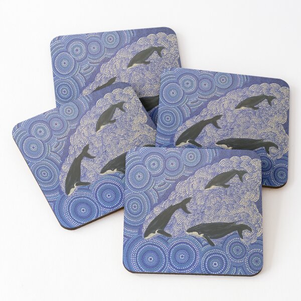 Item preview, 3 Whales at Long Reef, Northern Beaches Indigenous Dot Painting Authentic Art designed and sold by LOSTMANLY.