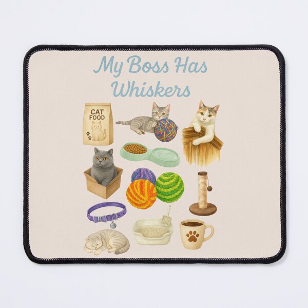Item preview, My Boss Has Whiskers - Funny Cat Lover Quote Illustration designed and sold by Patternicity.