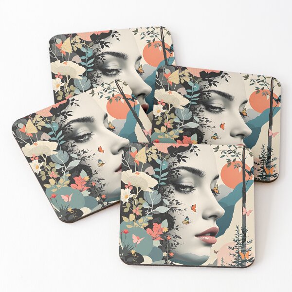 Item preview, A beautiful woman with flowers and butterflies. designed and sold by ReneMM.