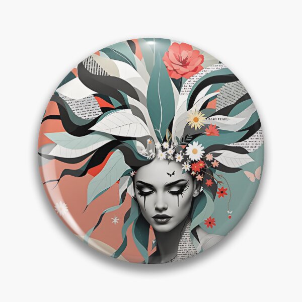 Item preview, A beautiful woman stands in front of mountains, flowers and butterflies. designed and sold by ReneMM.