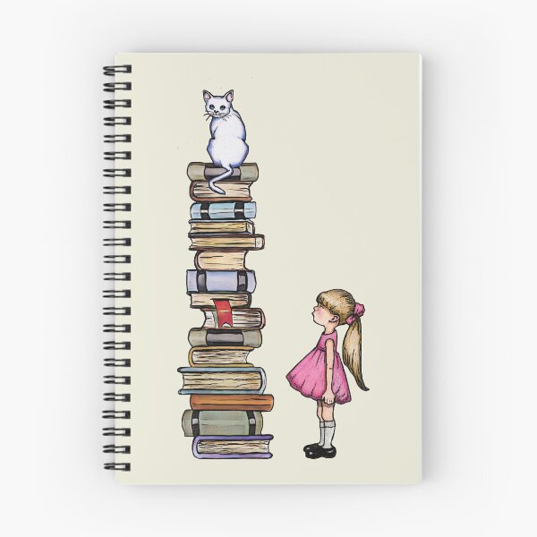 Item preview, A CAT, a Little GIRL, and a TALL Stack of BOOKS designed and sold by JoyfulWhimsy.