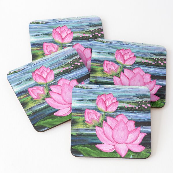 Item preview, Three Lotus Flowers and Dragonflies designed and sold by BreezyZen.