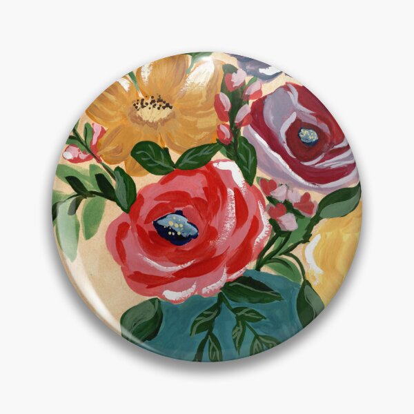 Item preview, Gouache Painterly Bright Flowers in Teal Green Vase Modern Floral designed and sold by JasmineGDesigns.