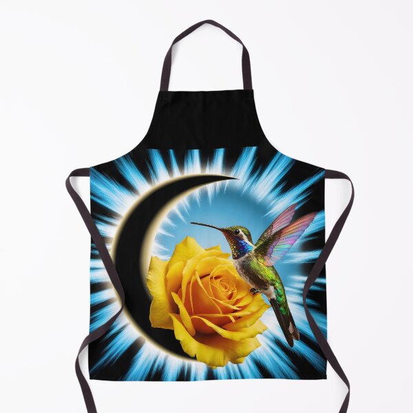 Item preview, Crescent Moon with Yellow Rose and Kolibri – Delicate Nature Art designed and sold by EmeraldeaArt.