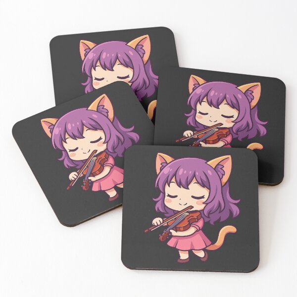 Item preview, Cute Chibi Violin Cat Girl – Kawaii Musician Art for Stickers & Merch designed and sold by ColorSplash123.