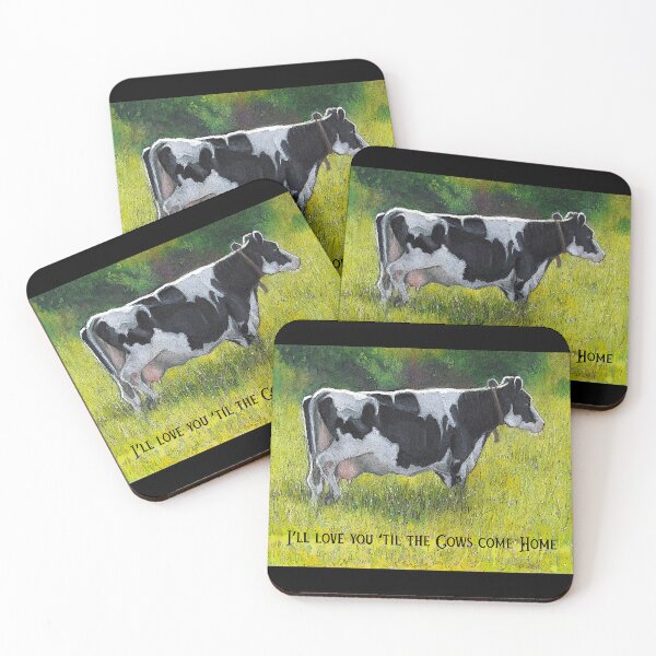 Item preview, I'll Love You 'Til The COWS Come Home, Holstein Cow in Sunny Meadow designed and sold by JoyfulWhimsy.