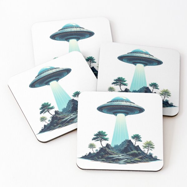 Item preview, Alien UFO Abduction Over Mountain Landscape designed and sold by AleksKos.