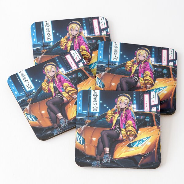 Item preview, Racer anime girl with sports car portrait art designed and sold by TheArtistOf2022.