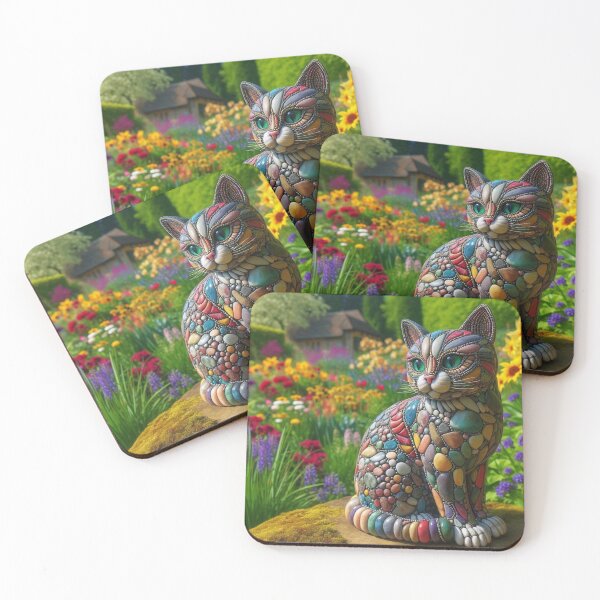 Item preview, cat figure made of colorful stones designed and sold by Dogandesighn.
