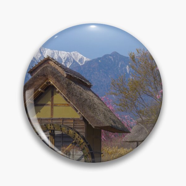 Item preview, Traditional Waterwheel Mill and Cherry Blossoms in the Rural Highlands of Hokuto, Yamanashi, Japan designed and sold by Pix4Japan.