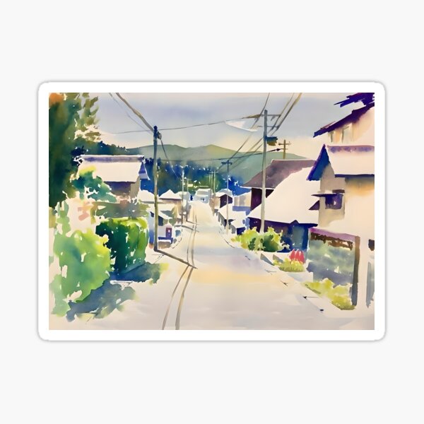 Item preview, Village Main Street Watercolor designed and sold by Oldetimemercan.