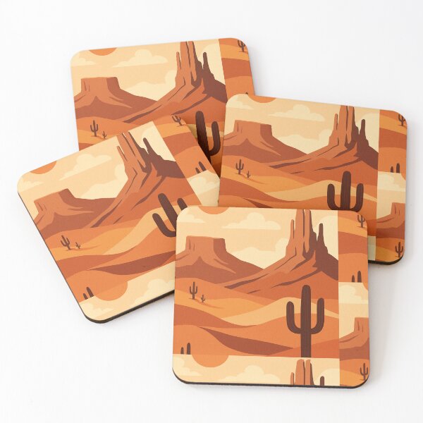 Item preview, Desert Landscape in Retro Tones – Mid-Century Style Illustration designed and sold by Wild Bloom Studio.