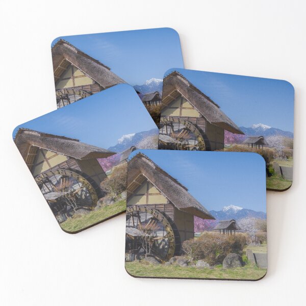 Item preview, Traditional Waterwheel Mill and Cherry Blossoms in the Rural Highlands of Hokuto, Yamanashi, Japan designed and sold by Pix4Japan.