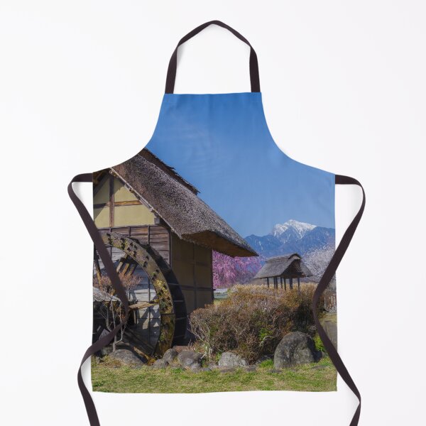 Item preview, Traditional Waterwheel Mill and Cherry Blossoms in the Rural Highlands of Hokuto, Yamanashi, Japan designed and sold by Pix4Japan.