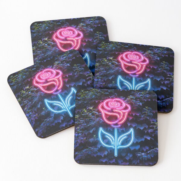 Item preview, Big Pink Neon purple rose with green leaves designed and sold by Design your dreams.