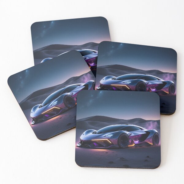 Item preview, Stardust Speed – Neon Purple & Gold Futuristic Car Poster designed and sold by ArtiQreate.