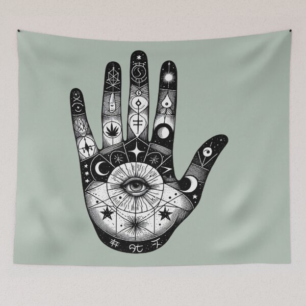 Item preview, Mystic Palm Reading Hands – Esoteric Symbol Illustration designed and sold by Roberta Calabrese.