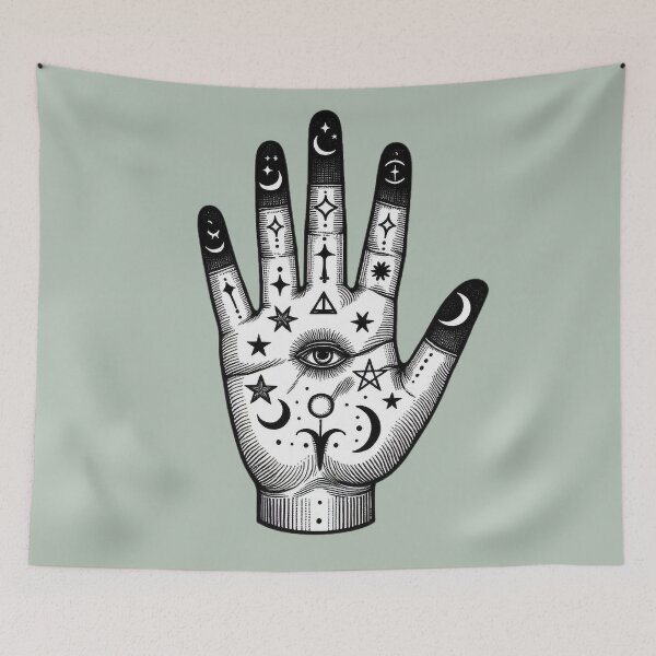 Item preview, Mystic Palm Reading Hands – Esoteric Symbol Illustration designed and sold by Roberta Calabrese.