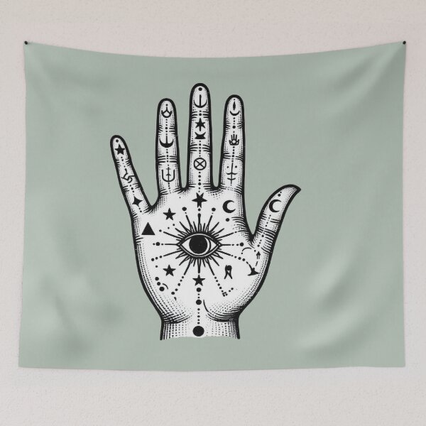 Item preview, Mystic Palm Reading Hands – Esoteric Symbol Illustration designed and sold by Roberta Calabrese.