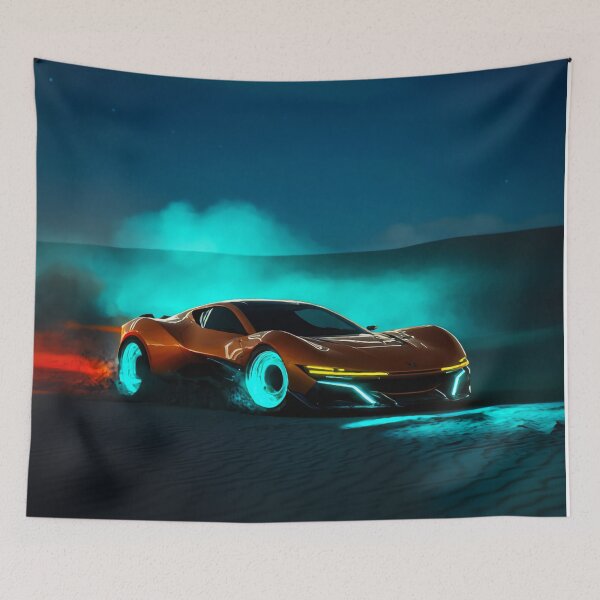 Item preview, Desert Pulse – Copper & Turquoise Futuristic Car Poster designed and sold by ArtiQreate.