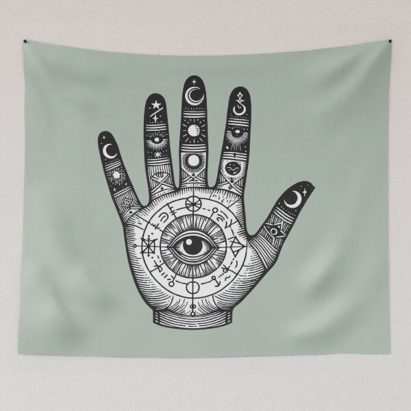 Item preview, Mystic Palm Reading Hands – Esoteric Symbol Illustration designed and sold by Roberta Calabrese.