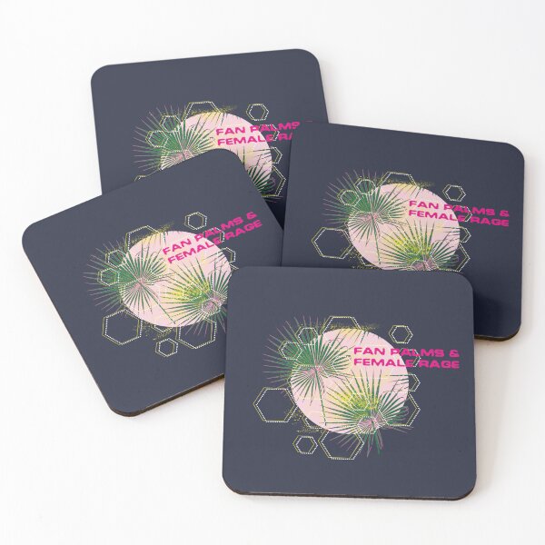 Item preview, Fan palms and female rage - fan palm leaves and hexagons on pink designed and sold by kobyakov.