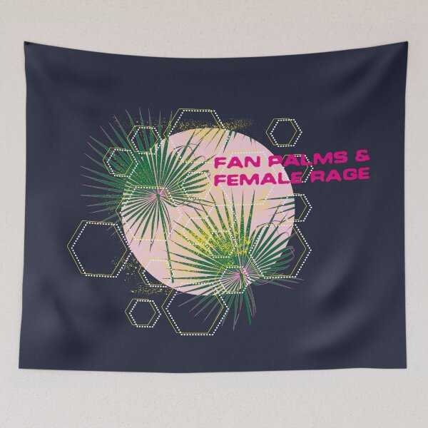 Item preview, Fan palms and female rage - fan palm leaves and hexagons on pink designed and sold by kobyakov.
