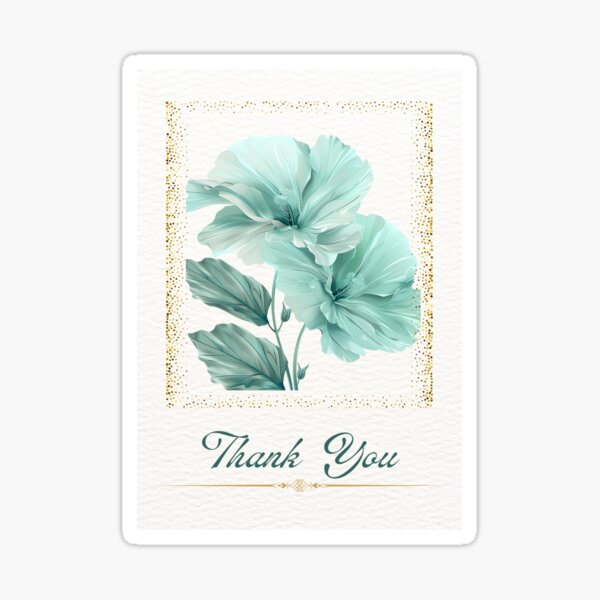 Item preview, Elegant Floral Thank You Card – Mint Green Flowers & Gold Accents designed and sold by anad3signs &photography.