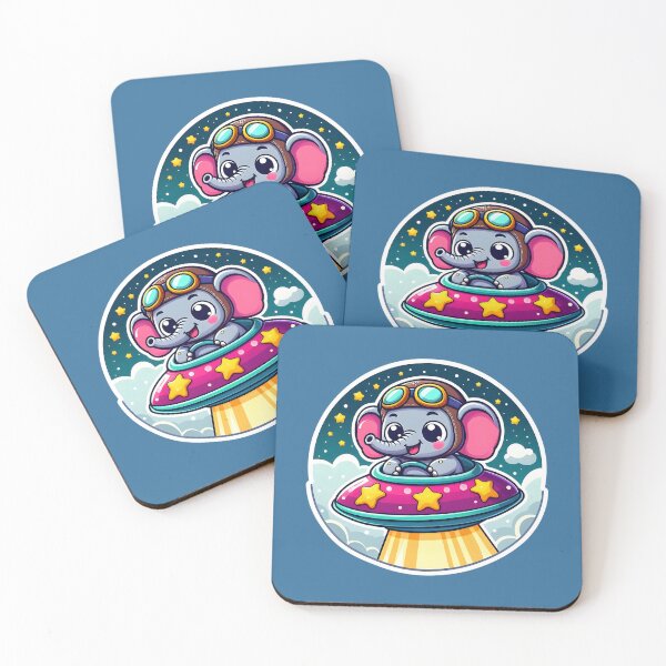 Item preview, UFO Kawaii Elephant designed and sold by ArtistEmbrace.