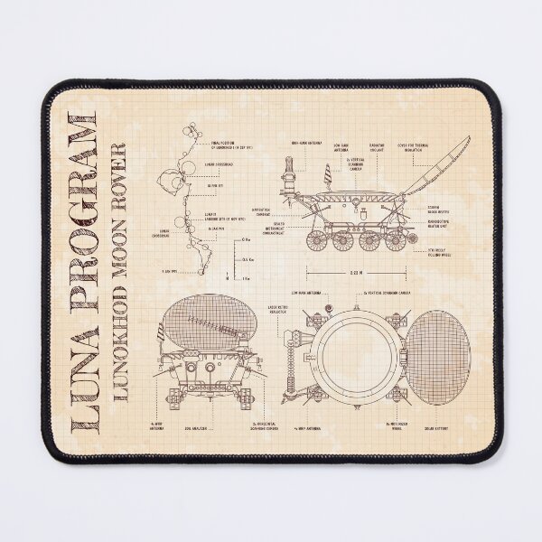 Item preview, Lunokhod Moon Rover - Soviet Luna Program (Old Blue Grid - Burgundy) designed and sold by BGALAXY.