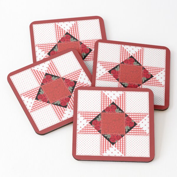 Item preview, Red Ohio Star Quilt Block designed and sold by BHR Studio.